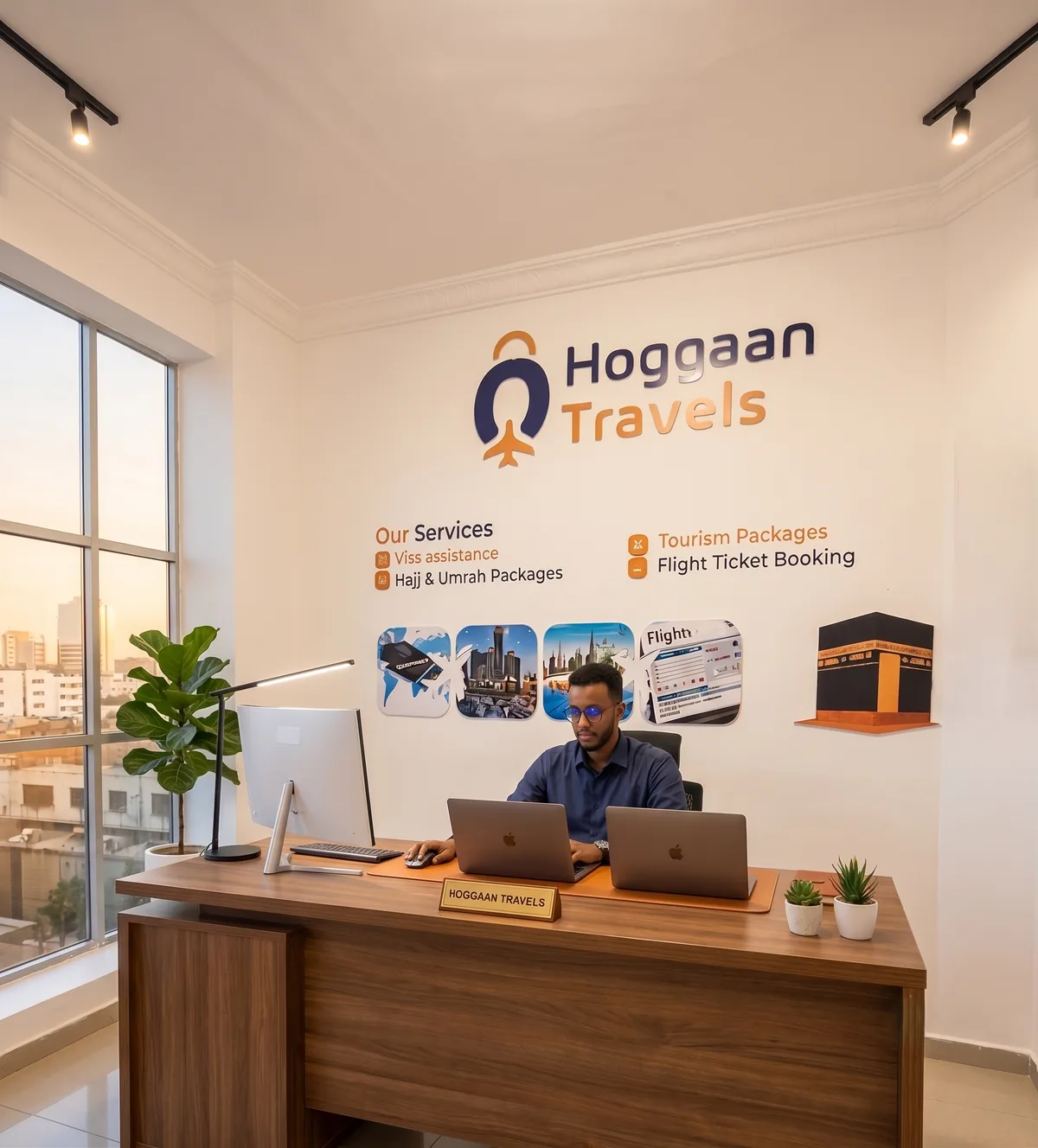 The Hoggaan Travels team at the Mogadishu office, TCC Tower
